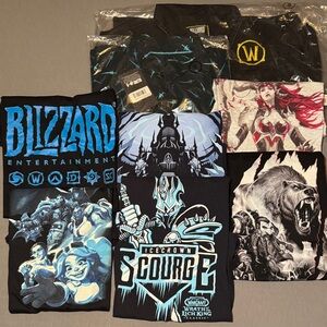 Blizzard WoW T-Shirt Lot, Denim Jacket, Button Shirt - Women’s, Unisex, S and M